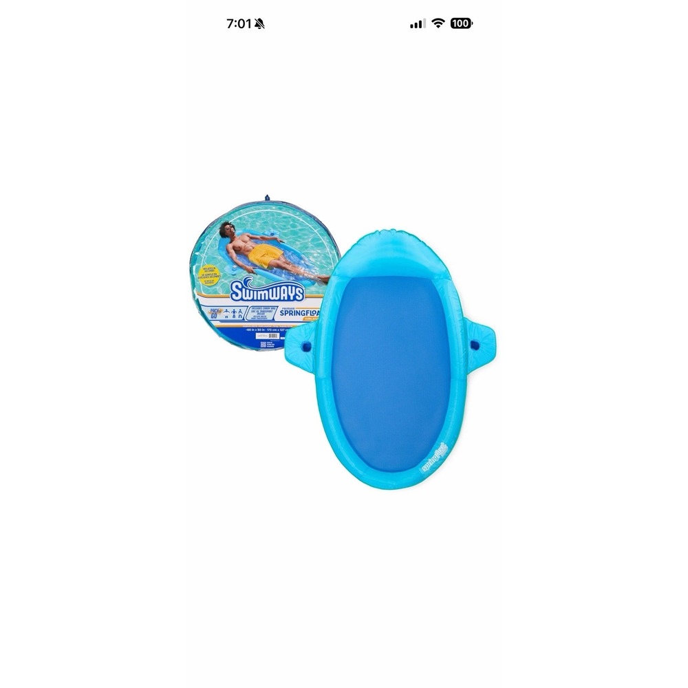 Spring Float SunCatcher Pool Lounge Chair with Hyper-Flate Valve, Blue